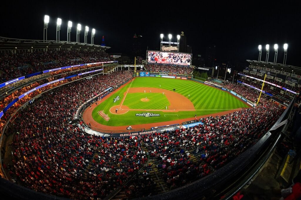 Progressive Field during a Cleveland Guardians playoff game